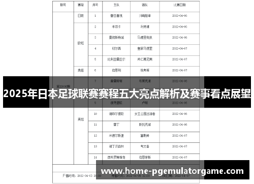 2025年日本足球联赛赛程五大亮点解析及赛事看点展望