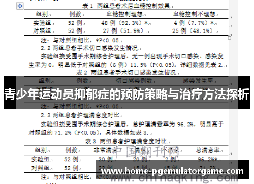 青少年运动员抑郁症的预防策略与治疗方法探析